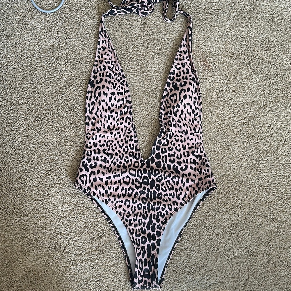 Animal print one piece bathing suit size S